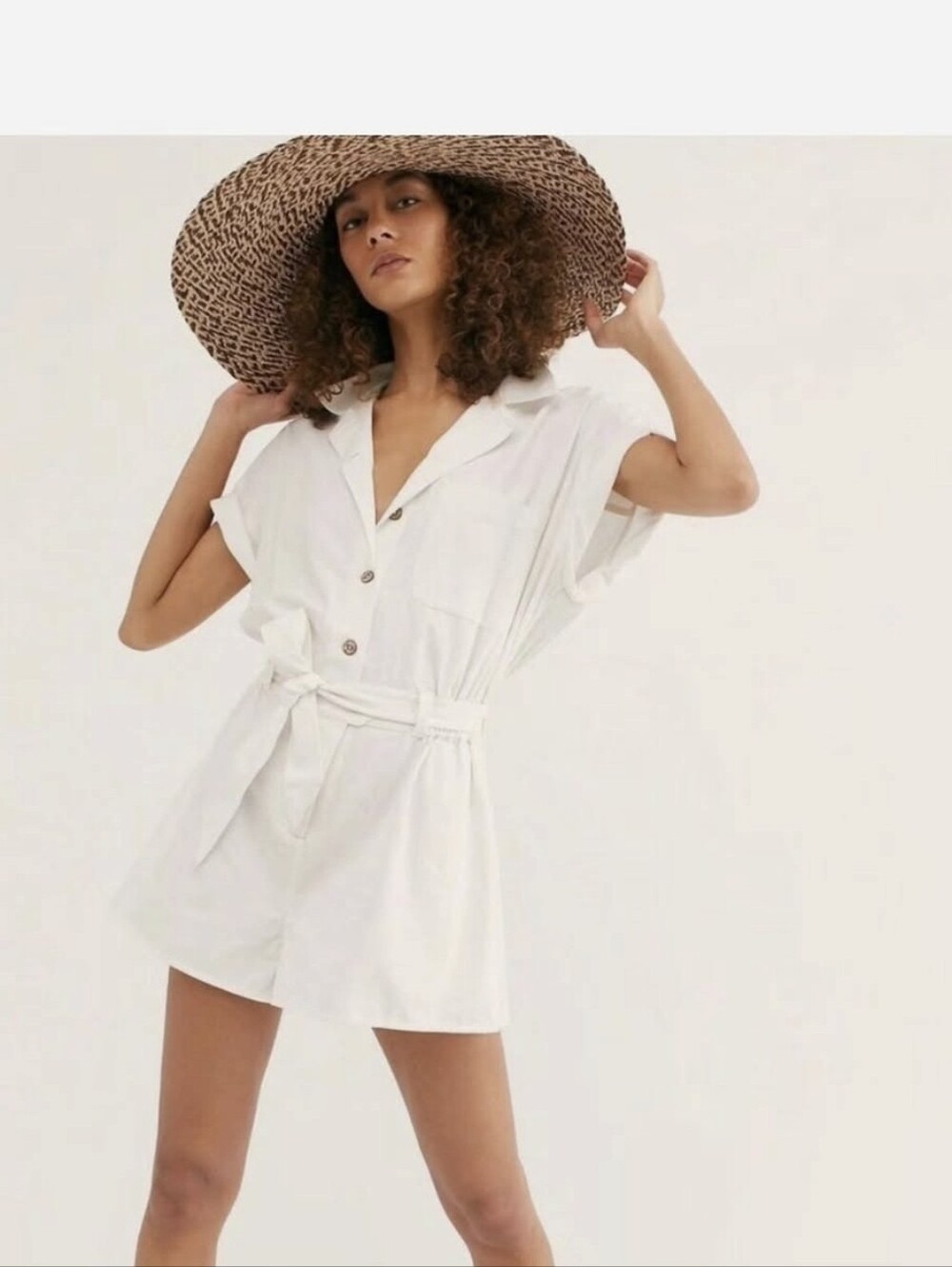 Free People 'No Plans' White Utility Romper